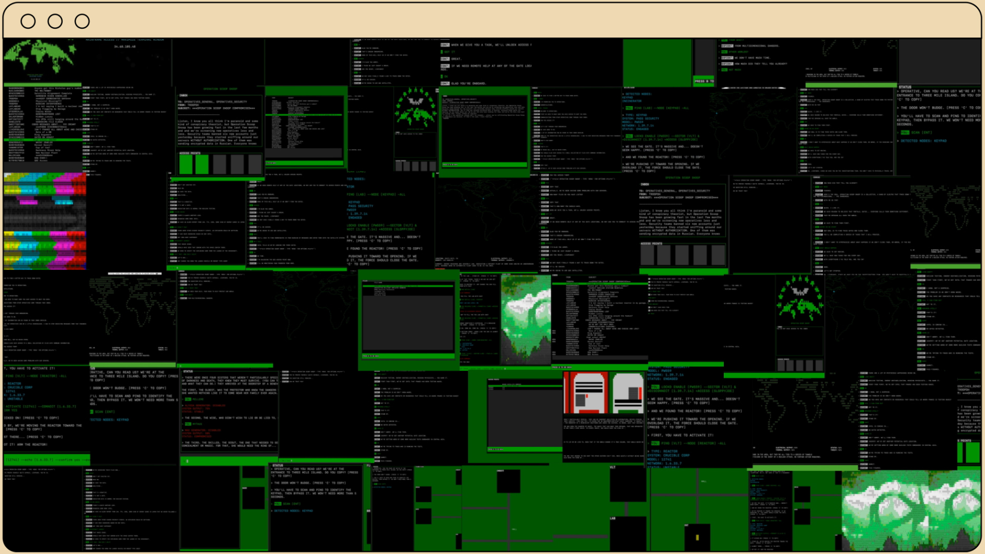 Collection of Operation Scoop Snoop terminal missions and interfaces