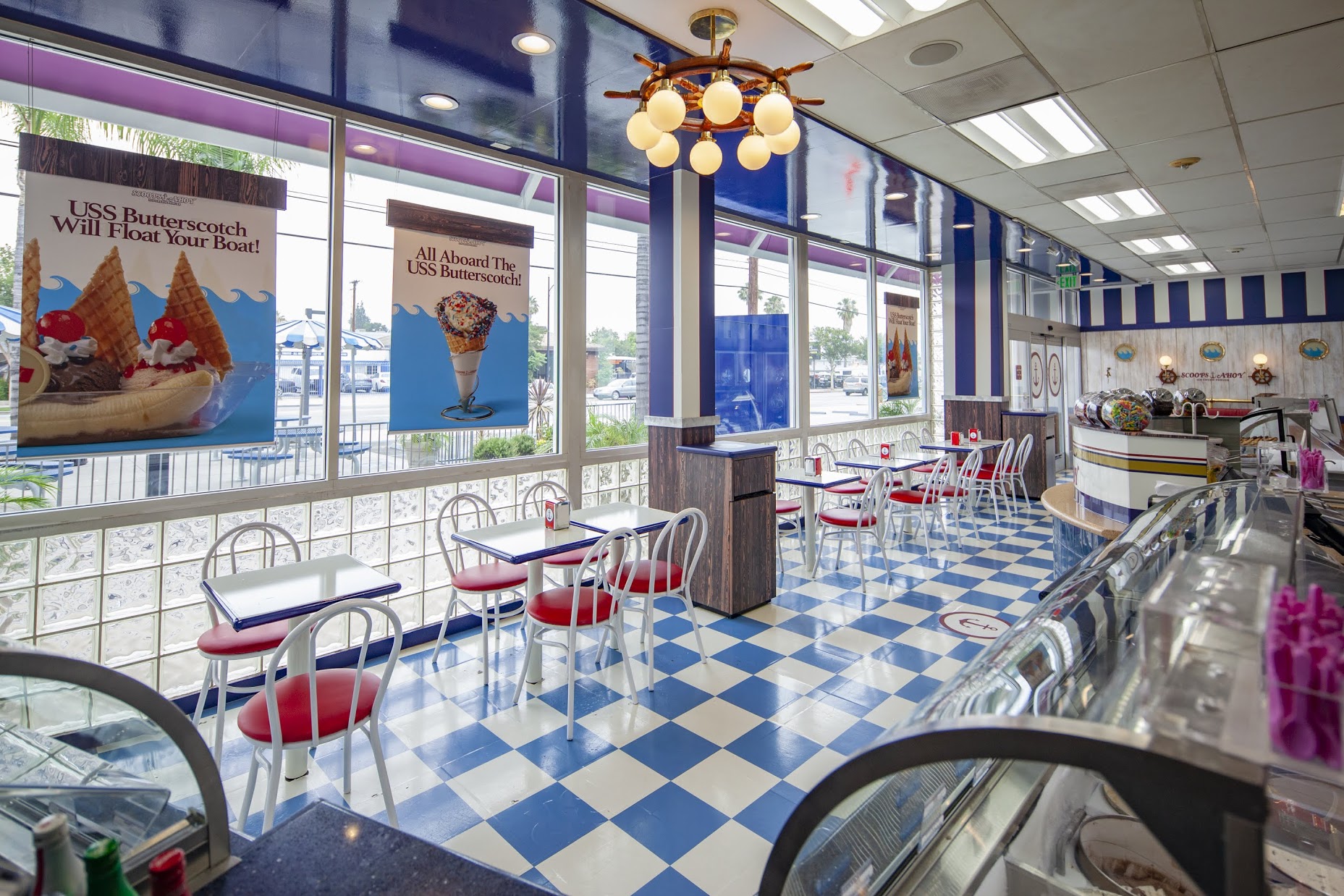 Nautical Scoops Ahoy store interior and USS Butterscotch signage